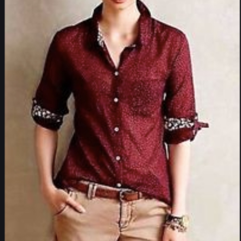 Anthropologie Holding Horses Floral Blouse Plum